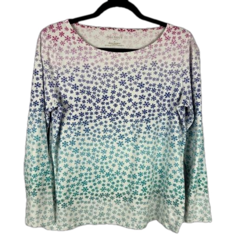 Talbots Multicolour Snowflake Long Sleeve Tee Medium